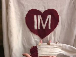 Heart Motif Knit Turtleneck Sweater
