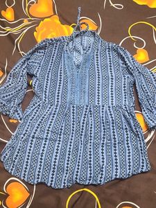 Blue Printed Peplum Kurta