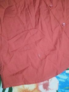 Red Short Sleeve Button-Up Shirt