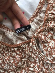 Zudio Cute Brown Floral Print Mini Dress