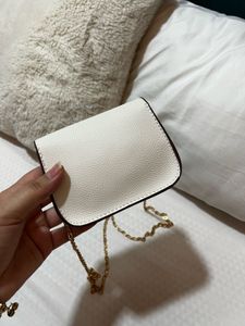 YSL White mini bag with Gold Chain