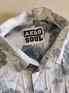 Mens White Grey Floral Shirt