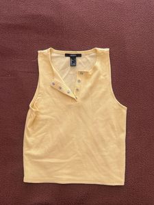 FOREVER21 Yellow Sleeveless Henley Top