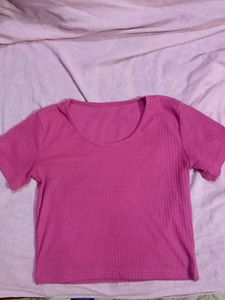 Ribbed Pink Crop Top