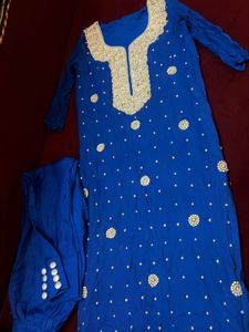 SALE🎉Stone Work Blue Kurta Set
