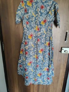 Blue Floral mid length kurti