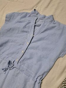 Blue &amp; White Striped Casual Dress