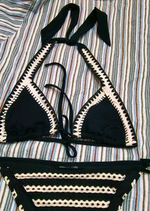 Black Crochet Trim Bikini set