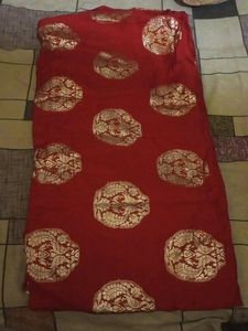 Red Saree With green Brand New Blouse