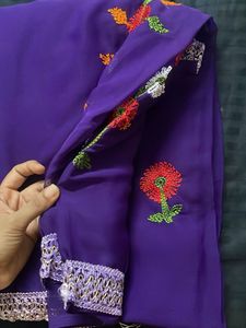 (NEW) Purple Embroidered Saree