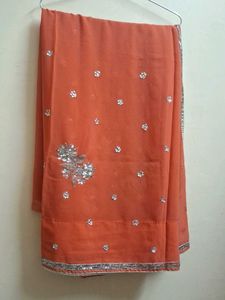 Embellished  Saree Blouse rust orange