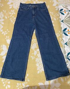Wide Leg Blue Denim Jeans