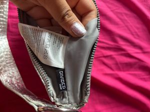 H&amp;M Silver Crocodile Textured Shoulder Bag