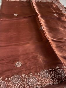 Elegant Brown Saree with Embellished Blouse