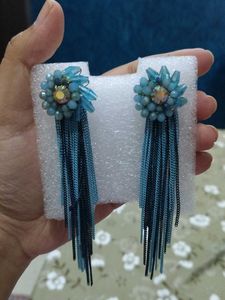 Boho Blue Tassel Earrings