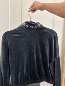 Velvet Mock Neck Cropped Top
