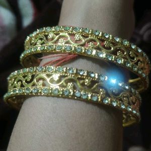 Gold Bangles with Stones pack of 2