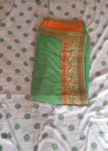 Beautiful Green and Orange Saree