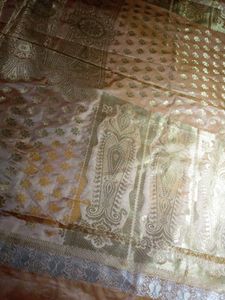 Elegant Peach &amp; Silver Saree
