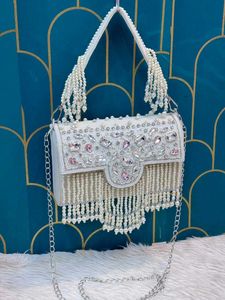Women's Handmade velvet Stone Evening ladies clutc