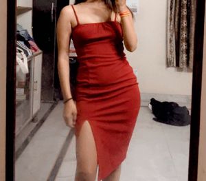 Chic Red Bodycon Midi Dress