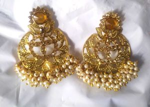 Golden Pearl Earring Tika Set
