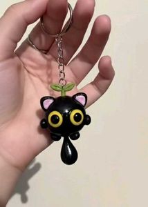 Black Sprout Cat Keychain 🖤🌱