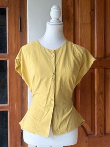 Yellow Button-Up Peplum Top