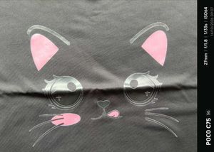 Cute Black Crop Top with Cat Design