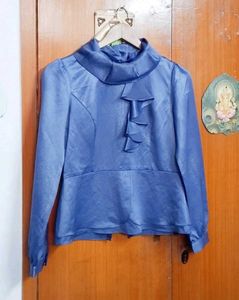 Stylish purple Ruffle Neck Top