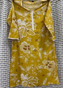 Yellow Floral Print Kurta