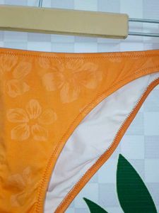 (1300)Orange Floral Bikini Bottom