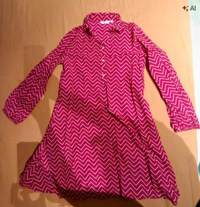 Pink Chevron Print Kurta