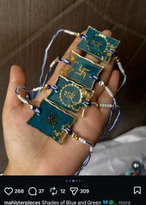 Handmade Teal &amp; Gold Charm Bracelets