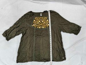 Embroidered Olive Green Top