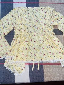 Yellow Floral Kimono Style Top