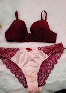 Lace Trimmed Bra & Panty Set