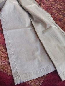 Cream Wide Leg Denim Jeans