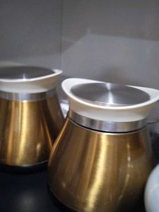 Set of Three Gold glass jar
