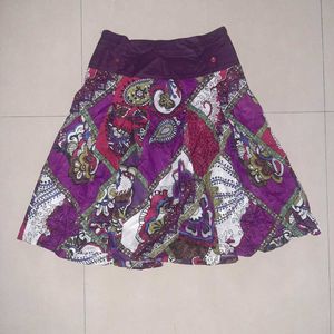 💜 Bohemian Purple Paisley Print A-Line Skirt