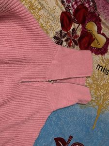 💕oversized Pink Knit High Neck Pullover💕