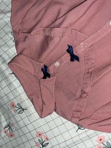 Pink Ruffled Neck Blouse