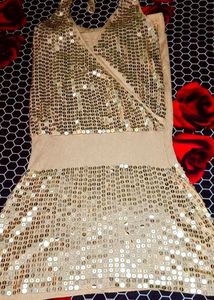 Glamorous Rose Gold Sequin Party Wear Mini Dress