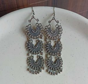 Elegant Silver Tone Dangle Earrings