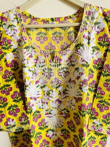 Yellow Floral Print Kurta