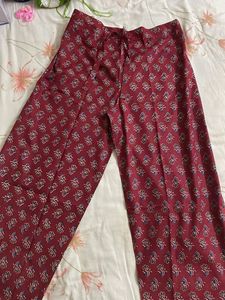 Maroon Printed cotton Palazzos