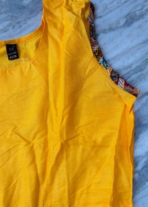Yellow Kurta Set with Printed Jacket