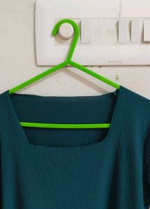 Teal Ribbed Short Sleeve Top