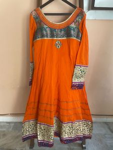 Elegant Orange Embroidered Kurta