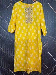 Vibrant Yellow Printed Kurta